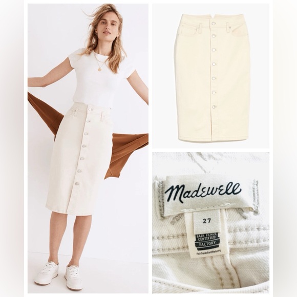 NWT MADEWELL Denim High-Waist Midi Skirt in Vintage Canvas Wash Sz 27 - Picture 3 of 15